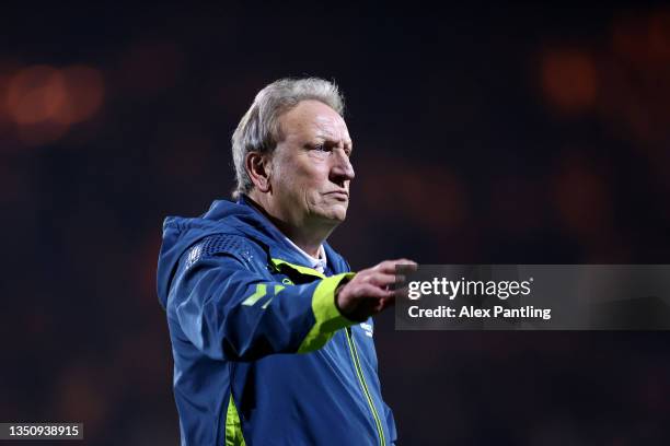 Neil Warnock, Manager of Middlesbrough acknowledges the fans following during the Sky Bet Championship match between Luton Town and Middlesbrough at...