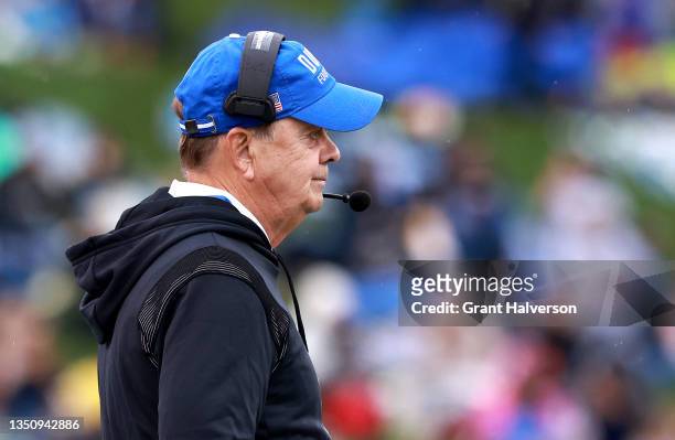 Head coach David Cutcliffe of the Duke Blue Devils directs his team against the Wake Forest Demon Deacons during their game at Truist Field on...