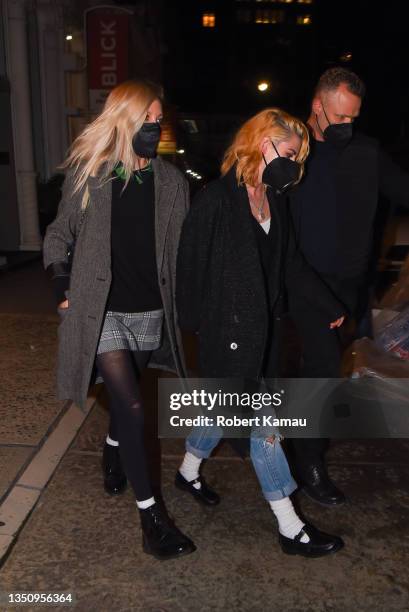 Dylan Meyer and fiancée Kristen Stewart are seen in Manhattan on November 02, 2021 in New York City.