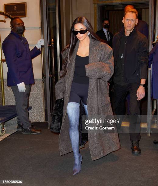 Kim Kardashian goes for dinner on November 02, 2021 in New York City.