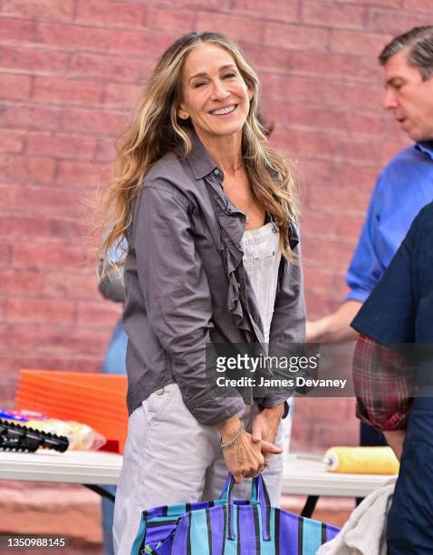 Sarah Jessica Parker seen on the set of "And Just Like That..." the follow up series to "Sex and the City" on the streets of Brooklyn on November 2,...