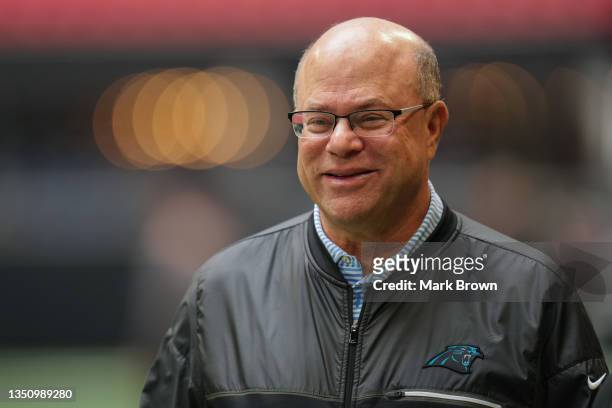 Carolina Panthers owner David Tepper looks on prior to the game against the Atlanta Falcons at Mercedes-Benz Stadium on October 31, 2021 in Atlanta,...