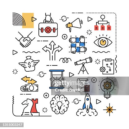 Start Up Related Design Element. Pattern Design with Outline Icons. Colorful Vector Illustration Start Up Related Design Element. Pattern Design with Outline Icons. Colorful Vector Illustration