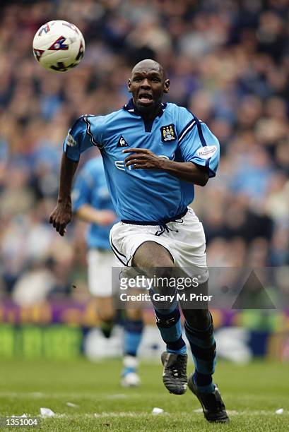 Shaun Goater of Manchester City charges forward during the Nationwide League Division One match between Manchester City and Coventry City played at...