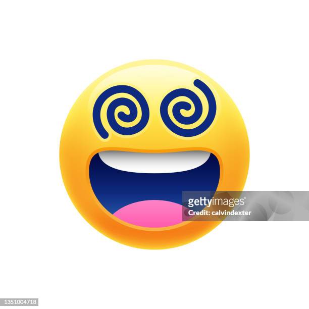 emoticon with spiral eyes - dizzy stock illustrations