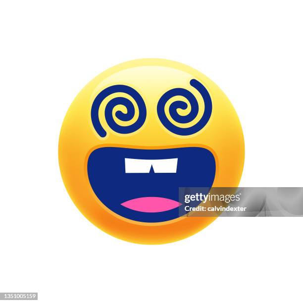 emoticon with spiral eyes - surprise emoji stock illustrations