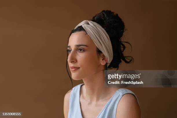 portrait of a beautiful woman - headband stock pictures, royalty-free photos & images