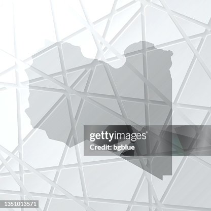 Libya map with mesh network on white background Libya map with mesh network on white background