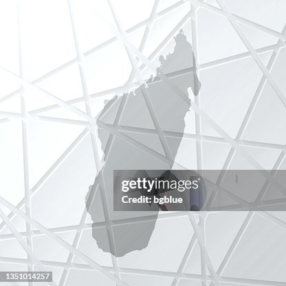 Madagascar map with mesh network on white background Madagascar map with mesh network on white background