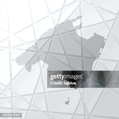 Majorca map with mesh network on white background Majorca map with mesh network on white background