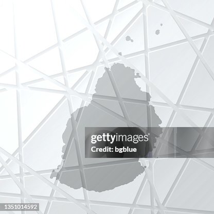 Mauritius map with mesh network on white background Mauritius map with mesh network on white background