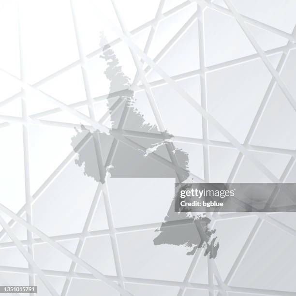 newfoundland and labrador map with mesh network on white background - st johns newfoundland stock illustrations