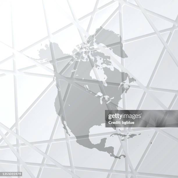 north america map with mesh network on white background - greenland connectivity stock illustrations