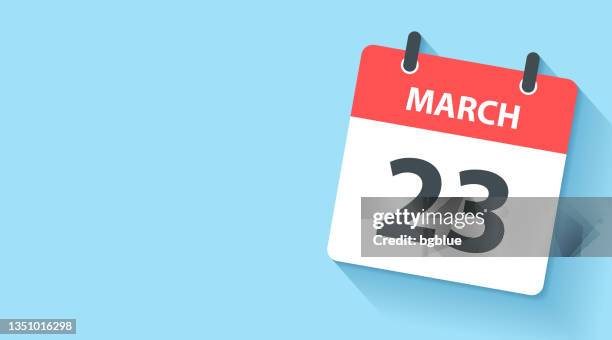 stockillustraties, clipart, cartoons en iconen met march 23 - daily calendar icon in flat design style - maart