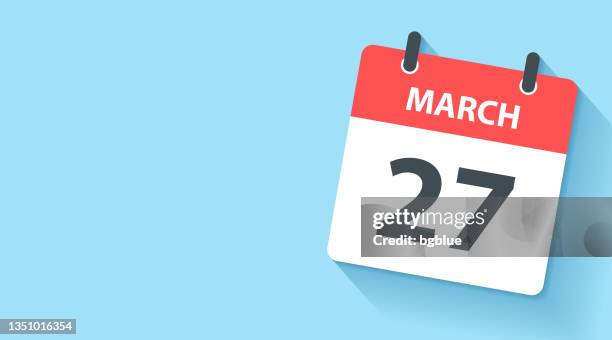 march 27 - daily calendar icon in flat design style - number 27 stock illustrations