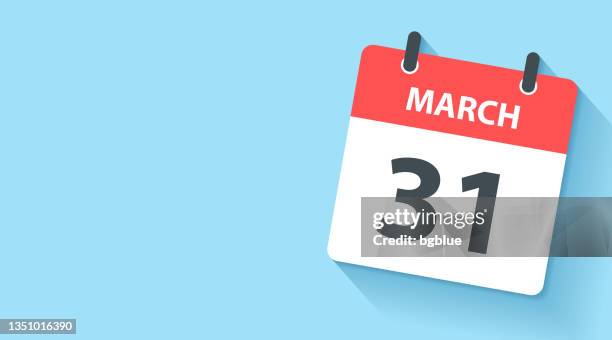 31. märz - daily calendar icon im flat design style - zahl 31 stock-grafiken, -clipart, -cartoons und -symbole