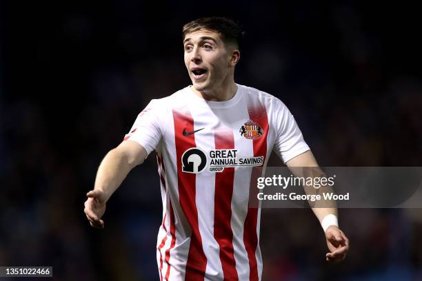 Lynden Gooch of Sunderland reacts during the Sky Bet League One match between Sheffield Wednesday and Sunderland at Hillsborough Stadium on November...