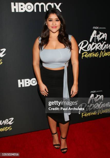 Actress Chelsea Rendon attends the premiere of HBO Max's "Aida Rodriguez: Fighting Words" at The Conga Room at L.A. Live on November 02, 2021 in Los...