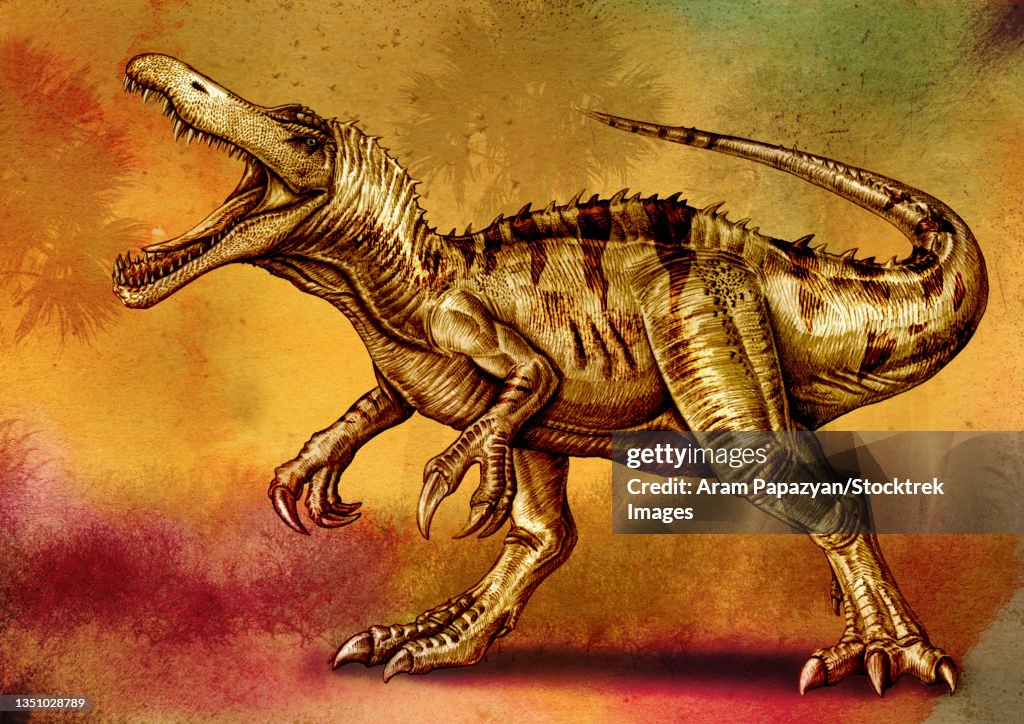 Baryonyx walkeri dinosaur painting.