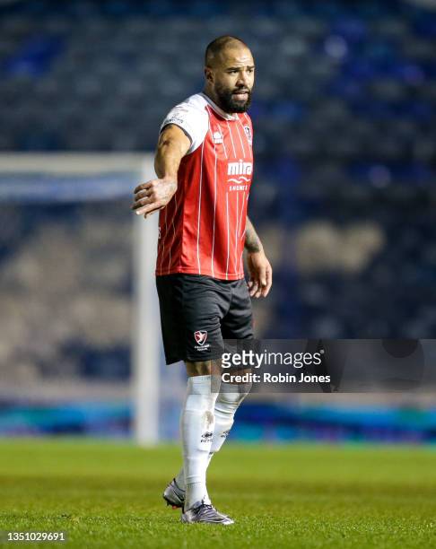 Kyle Vassell of Cheltenham Town during the Sky Bet League One match between Portsmouth and Cheltenham Town at Fratton Park on November 02, 2021 in...