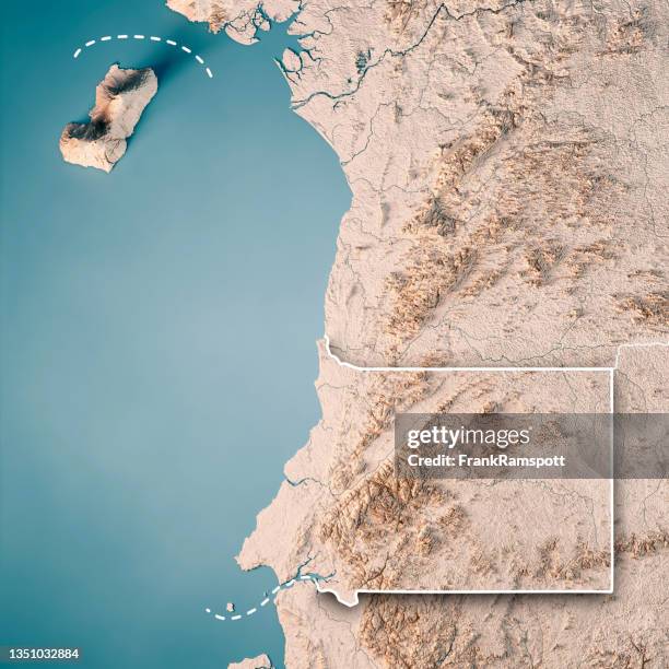 equatorial guinea 3d render topographic map neutral border - equatorial guinea stock pictures, royalty-free photos & images