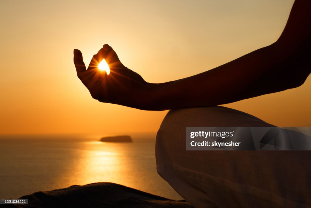 Meditating in Lotus position at sunset!