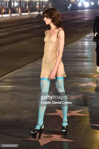 Model walks the runway during the Gucci Love Parade on November 02, 2021 in Los Angeles, California.