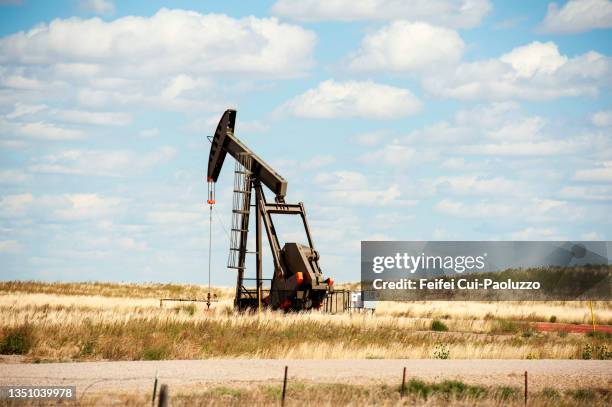 pumpjack at williston, usa - oil rig stock pictures, royalty-free photos & images