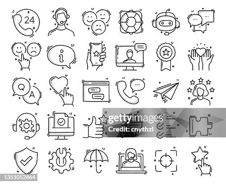 Customer Support Related Objects and Elements. Hand Drawn Vector Doodle Illustration Collection. Hand Drawn Icons Set. Customer Support Related Objects and Elements. Hand Drawn Vector Doodle Illustration Collection. Hand Drawn Icons Set.