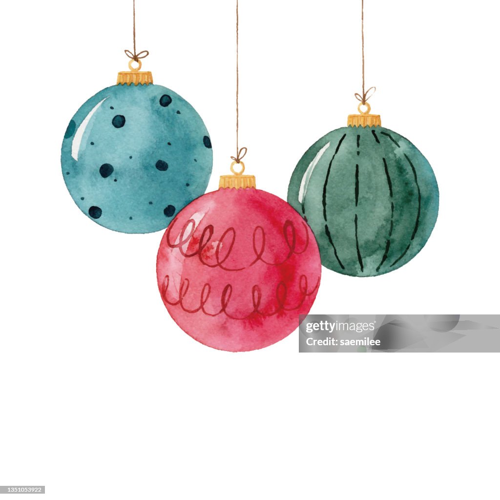 Watercolor christmas ball decoration