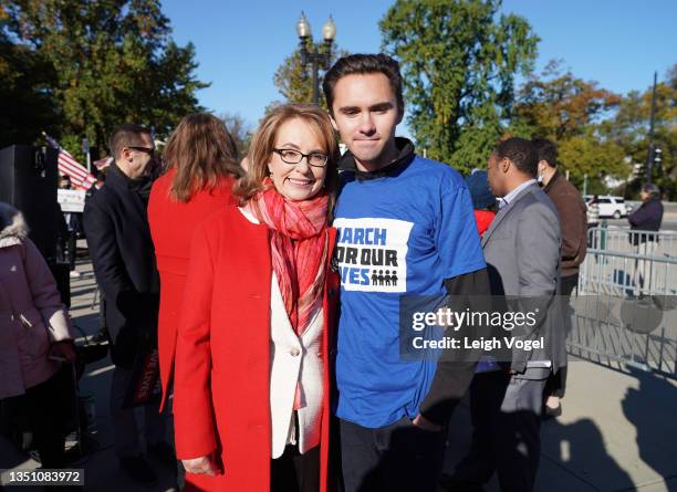 Gabby Giffords and David Hogg join gun violence survivors as they gather in front of the Supreme Court ahead of oral argument in NYSRPA v. Bruen on...