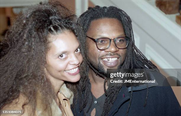 Jazzie B and wife Efua Baker arriving on the red carpet, The 1997 MOBO Awards, New Connaught Rooms, London, 10th November 1997.