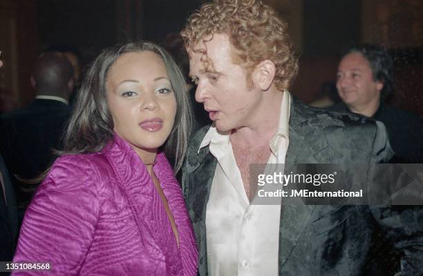 Mick Hucknall winner of the Outstanding Achievement Award with Shola Ama, winner of best newcomer and R&B Act, The 1997 MOBO Awards, New Connaught...