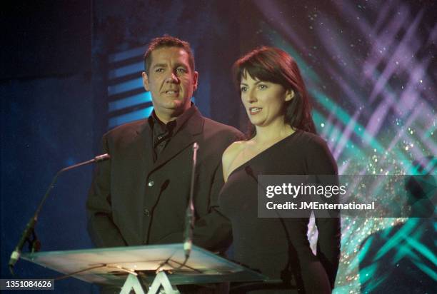 Davina McCall and Dale Winton present best Club DJ Award, The 1997 MOBO Awards, New Connaught Rooms, London, 13th October 2021.