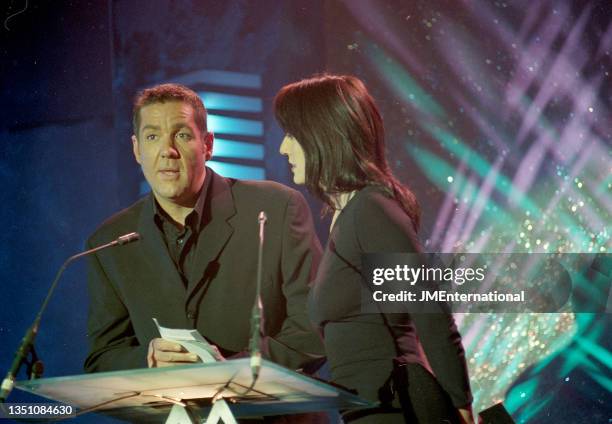 Davina McCall and Dale Winton present best Club DJ Award, The 1997 MOBO Awards, New Connaught Rooms, London, 13th October 2021.