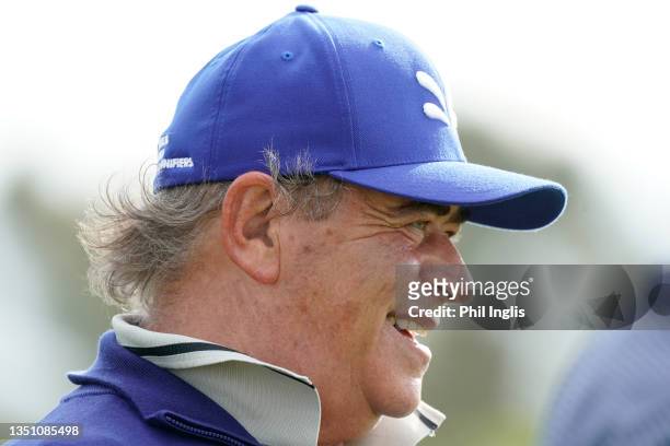 Costantino Rocca of Italy in action during Day One of the Sergio Melpignano Senior Italian Open at San Domenico Golf on November 03, 2021 in...