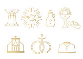 golden seven sacraments of the Catholic Church icons-