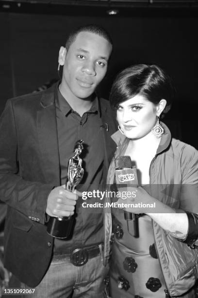 Show hosts Reggie Yates and Kelly Osbourne pose during The BRIT Awards 2008 Launch, The Roundhouse, London, 14th January 2008.