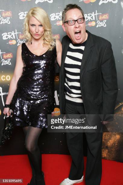 Nancy Sorrell and Vic Reeves attend the red carpet during The BRIT Awards 2008, Earls Court 1, London, 20th February 2008.