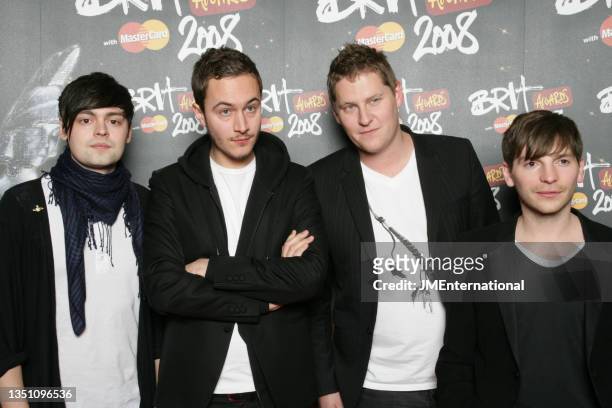 Editors attend the red carpet during The BRIT Awards 2008, Earls Court 1, London, 20th February 2008. L- R Russell Leetch, Tom Smith, , Ed Lay,...