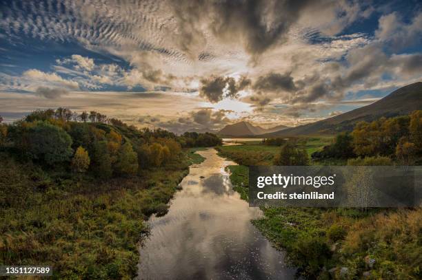 a salmon river in vestvagoy islands, lofoten, nordland, norway - nordland county stock pictures, royalty-free photos & images