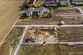 Construction site and large developing area - aerial view