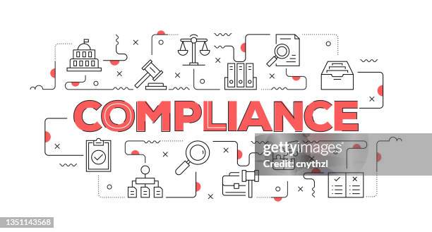 stockillustraties, clipart, cartoons en iconen met compliance web banner line style. modern design vector illustration - good