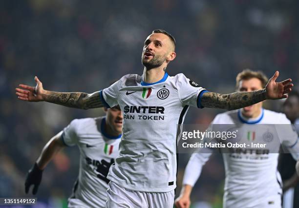 Marcelo Brozovic of FC Internazionale celebrates after scoring the opening goal during the UEFA Champions League group D match between FC Sheriff and...