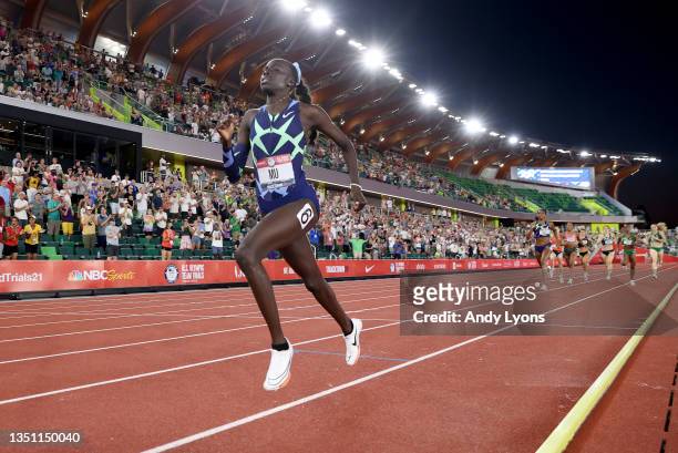 Athing Mu in the Women 800 Meter Final at Hayward Field on June 27, 2021 in Eugene, Oregon.