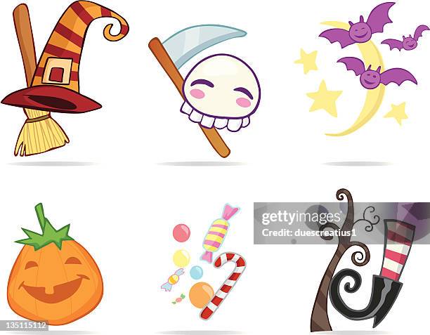 illustrations, cliparts, dessins animés et icônes de halloweeen icônes - petite-chauve-souris-brune