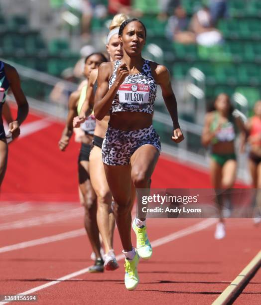 Ajee' Wilson in the Women 800 Meter semi final at Hayward Field on June 25, 2021 in Eugene, Oregon.