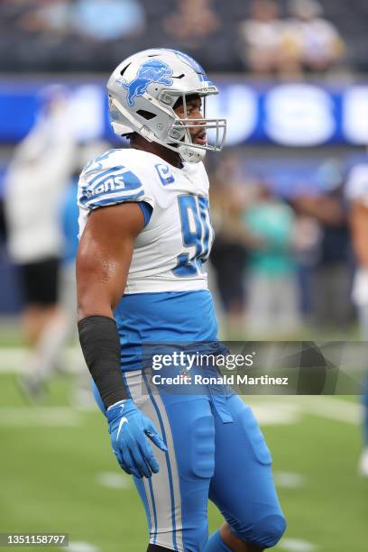 Trey Flowers of the Detroit Lions at SoFi Stadium on October 24, 2021 in Inglewood, California.