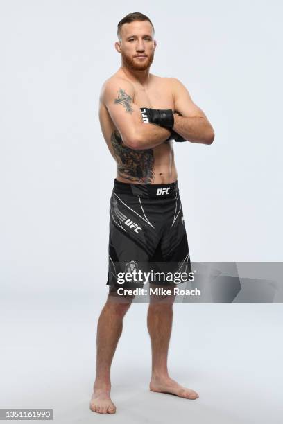 Justin Gaethje poses for a portrait during a UFC photo session on November 3, 2021 in New York, New York.