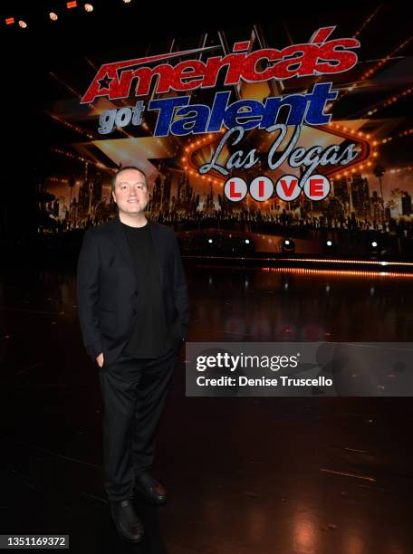 In this image released on November 03 AGT LIVE Las Vegas show director Brian Burke poses for a photo during a media preview for "America's Got Talent...